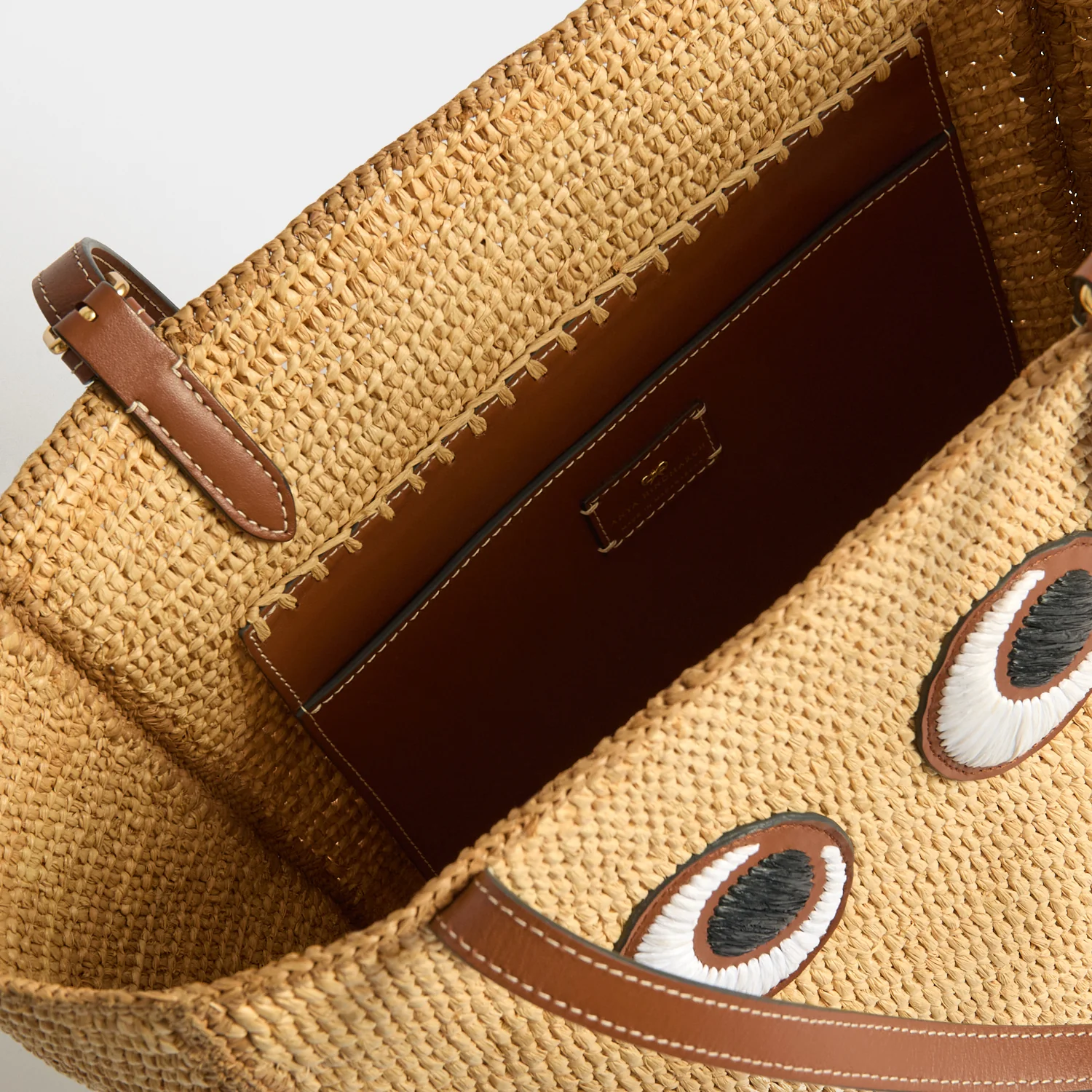 N/S Raffia Eyes Small Tote - Image 4